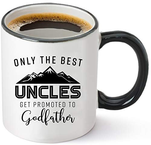 DPgUfPV Tasse à café « Only The Best Uncles Get Promoted to Godfather » – Cadeau d'anniversaire de bébé pour frères – Cadeau de révélation du sexe de grossesse – Tasse fantaisie en céramique de 325 ml