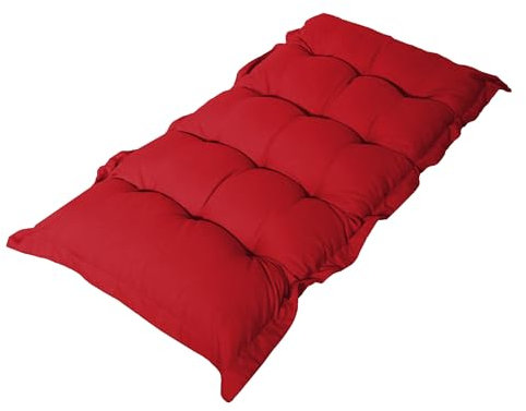 Deco Arts Bodenkissen groß, 10 cm dick, Gesteppte Bankauflage Outdoor als Sitzkissen für Terrasse, Balkon und Wohnzimmer, 120x60 cm, Rot, Bezug aus Polyester