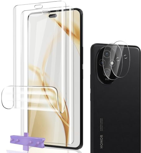 Phlleyaa Protector de Pantalla para Honor 200 Pro TPU Película 2 Pack + Protector de Lente de Cámara 2 Pack, Sin Burbujas Fácil de Instalar para Honor 200 Pro Vidrio Templado
