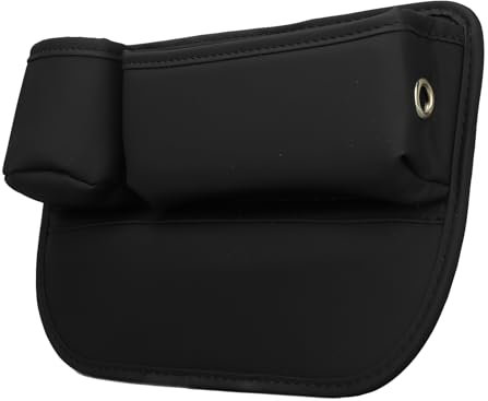 Jeffergarden Car Leather Cup Holder Gap Bag PU Leather Side Seat Crevice Organizer with Phone and Cup Holder Car Seat Filler Storage Bag Black