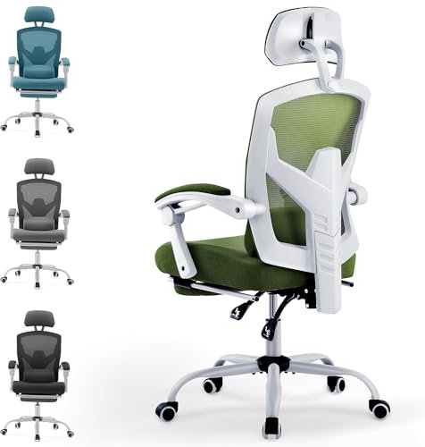DUMOS Bürostuhl Ergonomisch - EIN Schreibtischstuhl mit Komfortarmlehnen, Ausgestattet mit Einer Bequemen Lendenwirbelstütze und Fußstütze, Office Chair Geeignet für Zuhause