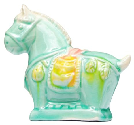 HUMOCHUSON Statue Deko Keramik-Pony-Souvenir, Heimdekoration, Schreibtisch-Ornamente, Süßes Souvenir, Himmelgrün, 8,5 X 4 X 8 cm