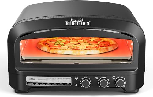 BIG HORN OUTDOORS Indoor Pizza Oven, 14 Inch Electric Oven with 6 Modes, Heats up to 1000 Degrees Fahrenheit, Pizza Cooker with Flip Up Design for Home Kitchen, Restaurants