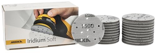 Mirka Schleifscheiben Iridium Soft Ø 77 mm Korn P1500 Klett Multifit | Schaumbasiertes Schleifmittel für präzises Finish Trockenschleifen Klarlackschliff ideal für Karosseriereparatur