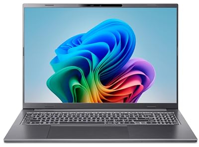 Acer Aspire 16 AI (A16-11M-X8TY) AI Laptop, Copilot+ PC, 16 WUXGA IPS 120Hz Display, Qualcomm Snapdragon X X1-26-100, 32 GB RAM, 1 TB SSD, Qualcomm Adreno GPU, Windows 11, QWERTZ Tastatur