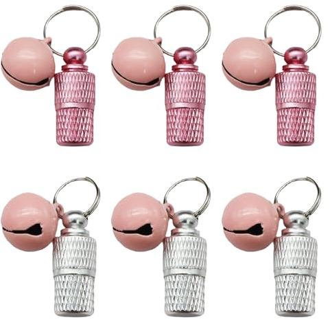 6 Étiquettes D'Identification Personnalisées Pour Chien Et Chat Avec Clochettes, Tube D'Étiquette D'Identification Pour Chat, Médailles De Sécurité Pour Colliers Faciles À Attacher (Or Rose Et Argent)