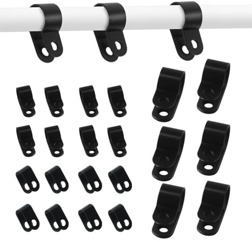 300 Pz Fermacavi Muro R in Nylon, Fermacavo Cavo Elettrico, Clip a P, Graffette Morsetti per Cavi Tipo R, Clip per Cavi Elettrici, Fissaggi Morsetti per Cavo(Neri, 5 Misure)