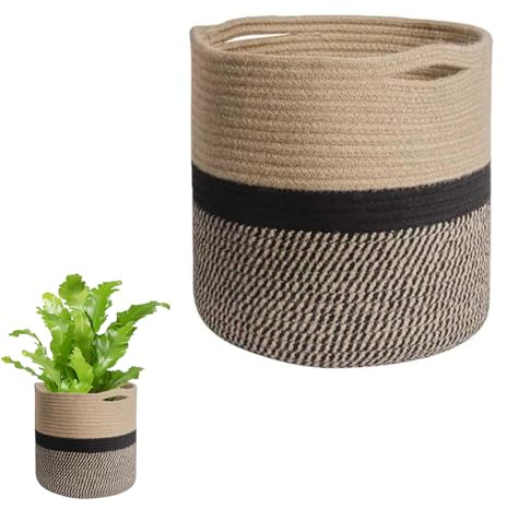 Aohyue Handgefertigter Blumenübertopf 20 cm – Pflanzkorb aus Baumwolle für Innen- und Außenbereich, Dekorativer Übertopf im Boho-Stil, Blumentöpfe und Pflanzgefäße