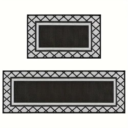 küchenteppich Schwarze Linien Küchenläufer,Teppich Für küchenteppich waschbar rutschfest,fussmatte aussen 50x120