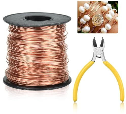 Filo di rame puro 100 m, 0,6 mm, filo di rame morbido per la creazione di gioielli, fai da te, composizione floreale, elettronica, bobina di rame da 0,6 mm