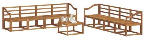 vidaXL Outdoor-Sofagarnitur 9 pcs Natur Massivholz Akazie, Akazienholz Garten Sofa Set, modernes Outdoor Lounge, stylische Terrassenmöbel, Bequeme Sitzgelegenheit für Treffen