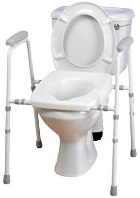 Homecraft Deluxe Stirling Toilet Seat and Frame, Adjustable Bathroom Safety Support Frame for Elderly, Handicapped and Disabled Users, Home and Clinic Use