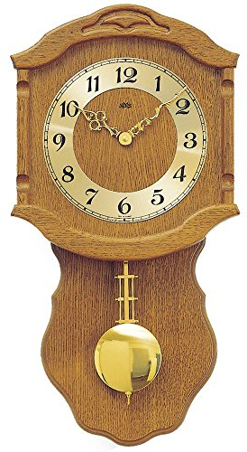 Wanduhr Holz Wanduhr Quarzuhr mit Pendel Holzgehäuse Eiche