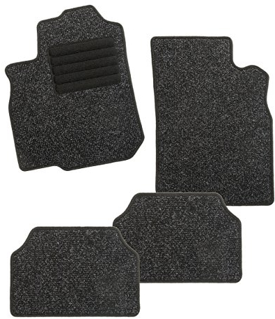 CarFashion BasicRips C03 | Auto Fussmatte in schwarz meliert | Automatte | schwarzer Trittschutz | Schwarze Hochglanz Kettelung | Auto Fussmatten Set ohne Mattenhalter, 4-teilig