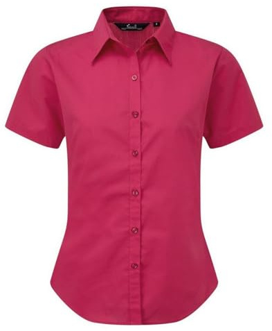Premier Short Sleeve Poplin Blouse/Plain Work Shirt (18) (Hot Pink)