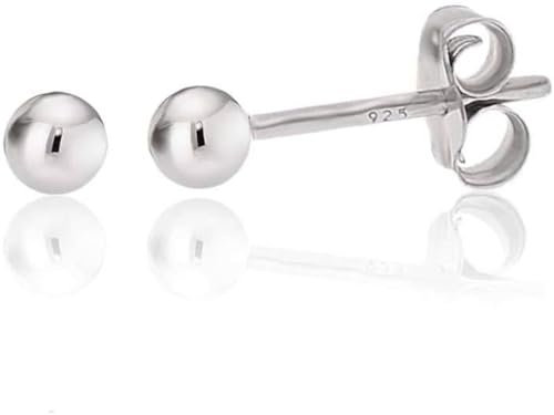 KEZEF Boucles d'oreilles à tige en argent sterling 925 pour femmes - Boucles d'oreilles à tige moyennes légères hypoallergéniques pour femmes | Boucles d'oreilles à boule de 2 mm