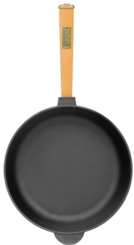 BIOL 4BIG.fun Gusseisen Pfanne 24 cm Bratpfanne mit Holzgriff abschraubbar BRIZOLL Frying Pan Induktion