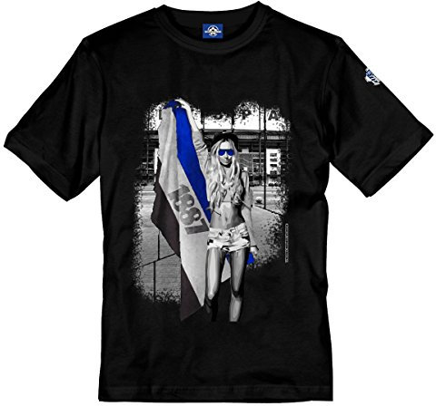 Volkspark Hamburg Streetwear Herren Shirt Frau mit Flagge Schwarz XL