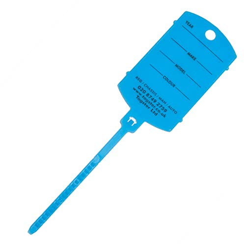 Lot de 200 Porte-étiquettes – Porte-étiquettes en plastique pour clés de véhicule, avec boucles auto-serrantes – Bleu