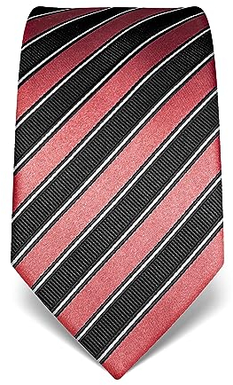 Vincenzo Boretti Cravate homme, pure soie, haute densité de tissage, anti-tâches, anti-salissures, hydrofuge, longue, accessoire élégant pour la chemise et costume - à rayures vieux rose