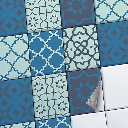 CREATISTO Fliesenaufkleber Fliesenfolie Mosaikfliesen - Hochwertige Sticker Aufkleber für Wandfliesen I Klebefliesen Deko Folien für Fliesen Ornament in Bad u. Küche (20x25 cm I 18 -Teilig)