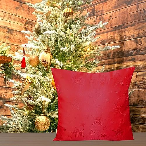 KAMACA Lotus Effekt Kissenhülle Magic Stars mit Sternen Motiv mit FLECKSCHUTZ Flüssigkeiten perlen einfach ab farb- & formstabil stilvoller Glanz Advent & Weihnachten (Kissenbezug 50x50 cm, Rot)