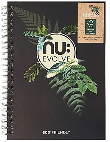 Nu Notebooks - Evolve Range - Recyceltes Notizbuch - A5 Notizbuch - Drahtgebundenes Notizbuch - Schreibwaren-Notizbücher - Professioneller Notizblock - 120 Seiten