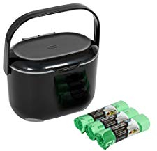 Addis Premium Kitchen Food Caddy Bin, Black Grey, with 60 x 100% Compost Bags (3 Rolls of 20 liners), Single