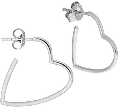 Zeeme Silber Damen Steck Creolen 925/- Sterling Silber 2,5cm Glänzend weiß 358220698