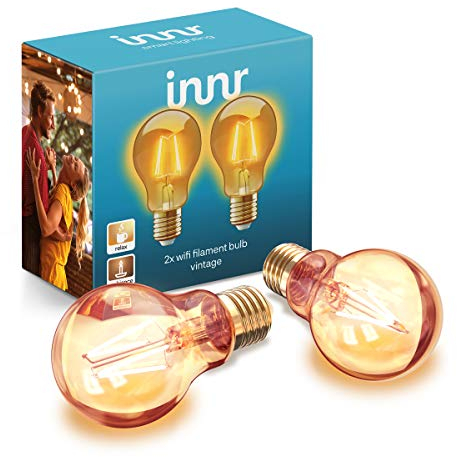 innr E27 Smart WiFi Filament Bulb Vintage, Funktioniert mit Alexa, WLAN (kein Smart Hub erforderlich), Dimmbar, 2200K, Wi-Fi, 2-Pack, WRF 763-2
