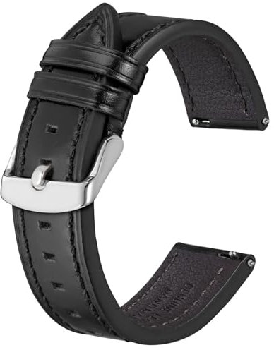 BISONSTRAP Leder Uhrenarmband, Schnellwechsel Armband für Herren und Frauen - 22mm, Schwarz