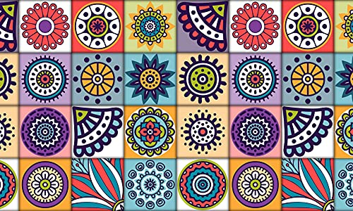TAPPETIK Tappeto, Passatoia in Stampa Digitale Alta qualità, Ampia Gamma di Colori e Disegni (Serie DIGIT) VARIE MISURE (Mattonelle allegre, 52 x 90 cm)