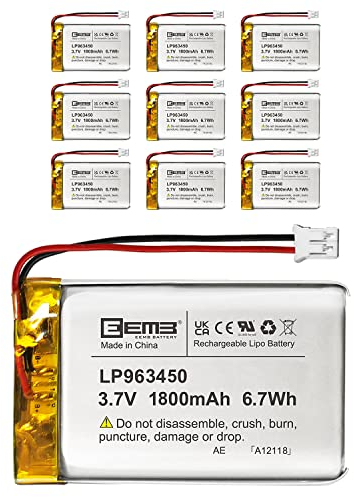EEMB Lithium Polymer Akku 3,7 V 1800mAh 963450 Wiederaufladbarer Lipo-Akku mit JST-Anschluss für VXI Blue Parrott – bestätigen Sie die Polarität des Geräts und des Anschlusses vor dem Kauf(10)