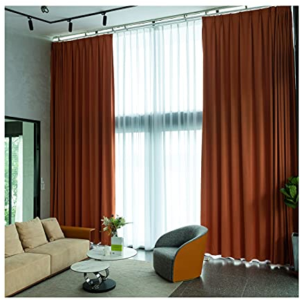Siunwdiy 2 Stücke Orange vorhänge Blickdicht Verdunklungsvorhang mit Kräuselband Energiespar & Wärmeisolierend einfarbig Gardinen Schal für Schlafzimmer Kinderzimmer Wohnzimmer, 300X270CM