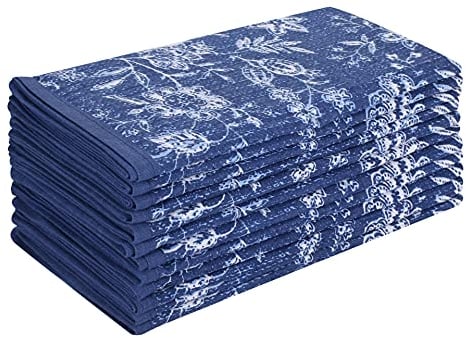 Cloth Napkins Set of 12 Cotton Linen Blend Printed Dinner Napkins Perfect for Parties Dinners Weddings Cocktail Napkins Cloth 20x20 (Set of 12, Marlo Thomas)