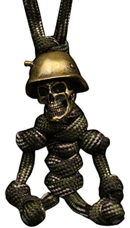 pologmase Pendentif Porte-Voiture - Lanière Moto Voiture - Pendentif Paracord Tête Mort en Laiton Vintage, Accessoires Porte-clés, Crâne Accroché Ornement pour Les Sac À Dos Burea