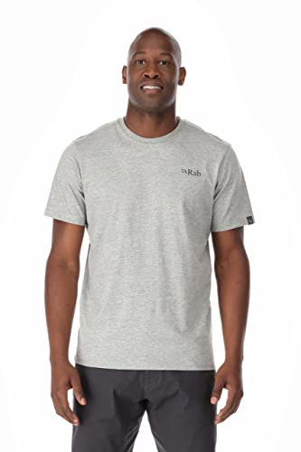 Rab Men's Stance Mountain Peak Tee Short-Sleeve Graphic T-Shirt for Hiking, Trekking, & Everyday Use - Grey Marl - Medium