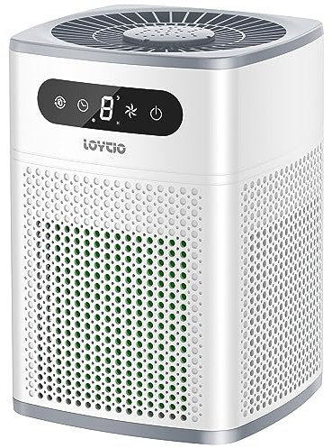 Loytio Air Purifiers for Bedroom, H13 True HEPA Filter for Home large Room, Air Filter Sleep Model, 24db Filtration System, 360° Air Intake for Pet Dander Dust Pollen Smoke Allergie, White