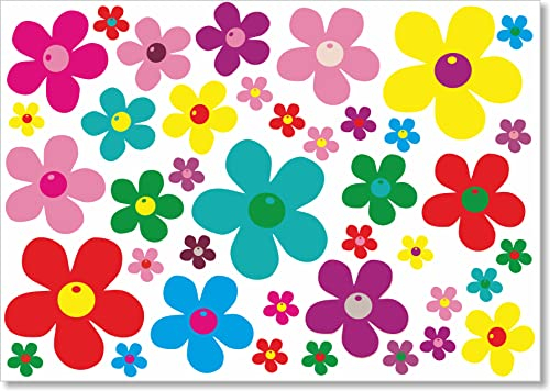 beihaasnatuerlich® 40 Blumenaufkleber Prilblumen Aufkleber Set Blumen für Küche, Bad, Auto, Fahrrad, Koffer, Laptop, Handy, Bobbycar, Roller, wasserfeste Sticker outdoor (Bunt)