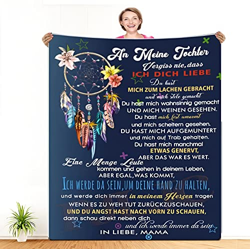 PJLJC Personalisierte Kuscheldecke an Meine Tochter von Mutter, Decke von Mama zu Tochter Luftpost Decke Positiv Ermutigen Sie Ihre Tochter zur Liebe Geeignet für Sofa Reisen