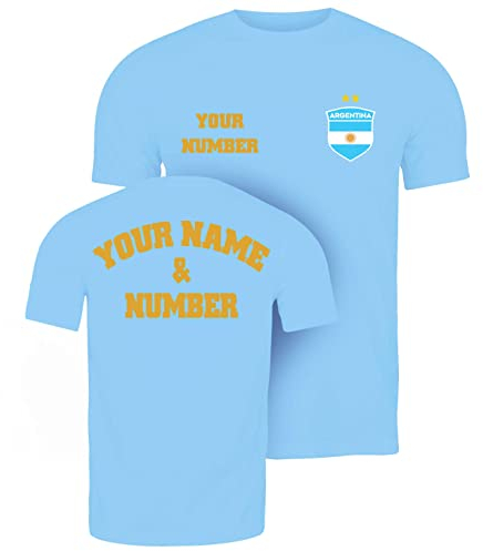 lepni.me Homme Maillot de Foot Argentine Coupe du Monde 2022 Champions Votre Nom et Numéro | Argentin Football T-Shirt Personnalisé Insigne de Drapeau (S Bleu Ciel Multicolore)