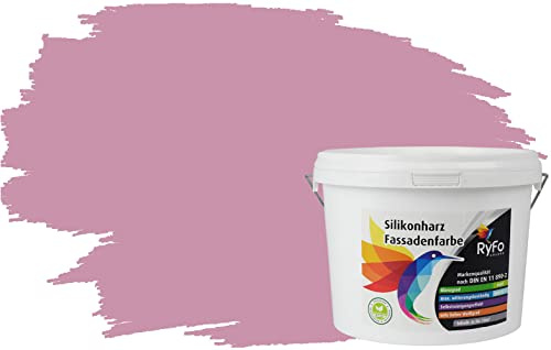 RyFo Colors Silikonharz Fassadenfarbe Lotuseffekt Trend Rosewood 3l - bunte Fassadenfarbe, weitere Violett Farbtöne und Größen erhältlich, Deckkraft Klasse 1