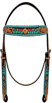 CHALLENGER Western Tack 78AD20HB Leder-Stirnband, Halfter für Pferde, Kaktus
