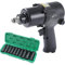 ORAZIO Air Impact Wrench 1/2 Twin Hammer 660N.M, with Deep Socket Set Professional Garage Car Truck Wheel Tyre Bolts Removal Installation Pneumatic Tool Aluminium Housing 215214