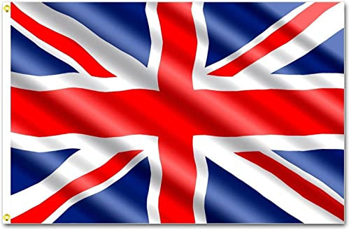 Large 8ft x 5FT Union Jack Flag - Brass Eyelets Double Stitched - Britain Flag VE Day Celebration British Royal Street Party Pub BBQ Outdoor Garden Banner Decorations