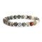 MetJakt Natürliche 8 mm Edelsteine Heilung Crystal Stretch Perlen Armband Armreif mit 925 Sterling Silber Double Happiness Anhänger (Afrikanischer Blutstein)