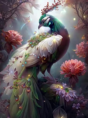 DIY Diamond Painting, 5D Diamant Painting Bilder, Full Diamant Painting Bilder Diamond Painting Erwachsene für Home Wall Decor 30x40cm Elfen Pfau