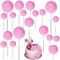 Qaziuy 30Pcs Mini Balloon Cake Topper, Round Foam Cupcake Topper Ball Cake Decoration,DIY Cake Insert Topper for Birthday Anniversary Graduation Party Decor Pink