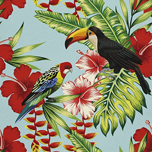 HEKO PANELS Oxford Wasserdichte Meterware Canvas-Stoff Polyester Zum Nähen Dekostoffe Wasserabweisend Blickdicht Papageien Tukane 1 Meter 155 x 100 cm