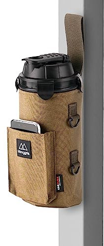 Monggria Magnetic Water Bottle Holder - Built-in Magnet for Easy Attachment to Exercise Equipment - Multi-Purpose - with Sling - Waterproof - Cordura Used Durability (Sand Beige)